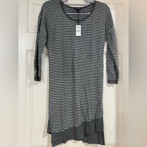 Striped Gray and White Sweater Dress